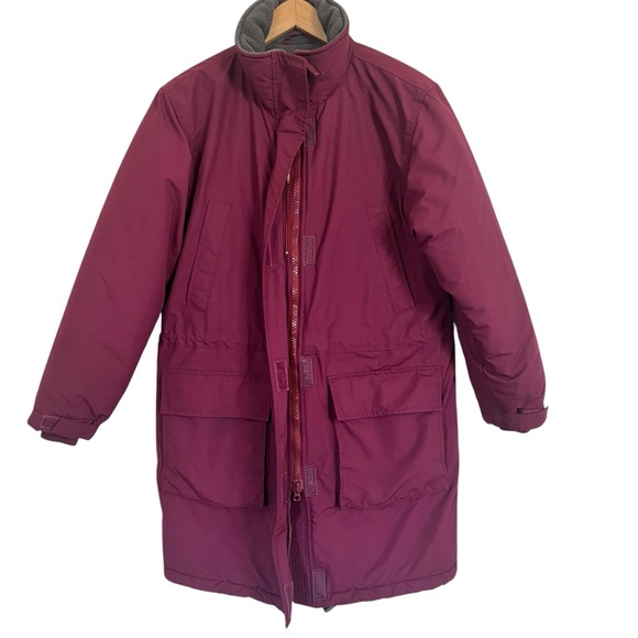 Lands End Jacket Size Small Pink Winter Polartec Hooded Mid Length Pockets - Picture 3 of 13